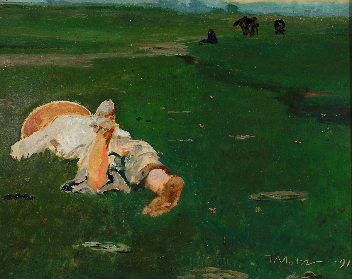 Shepherd girl in a meadow 1891