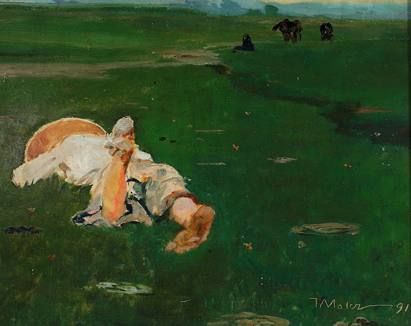 Shepherd girl in a meadow 1891