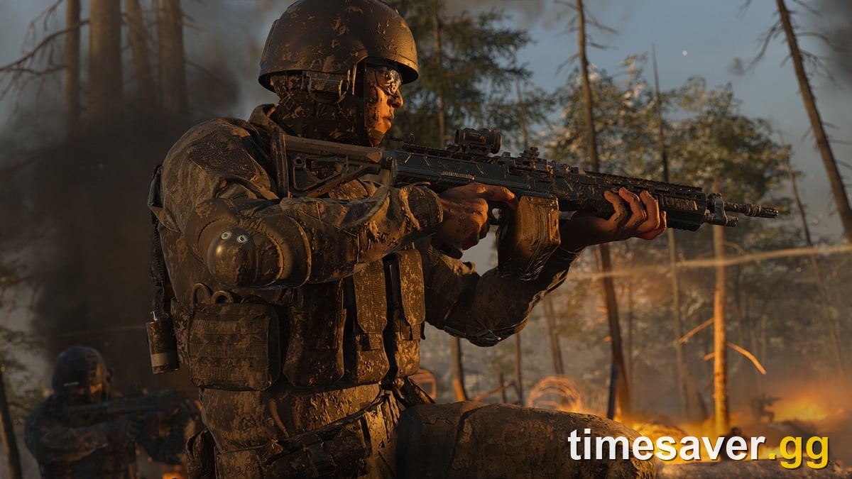 Modern Warfare 4 multiplayer operator in tactical gear aiming down sights