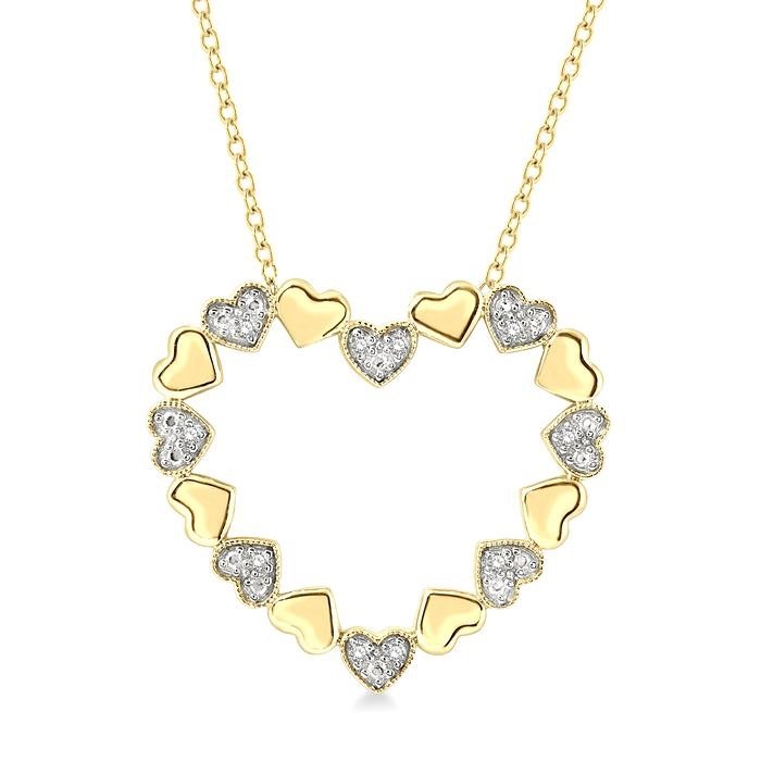 Gold Vermeil Puffed Heart Shape Diamond Pendant