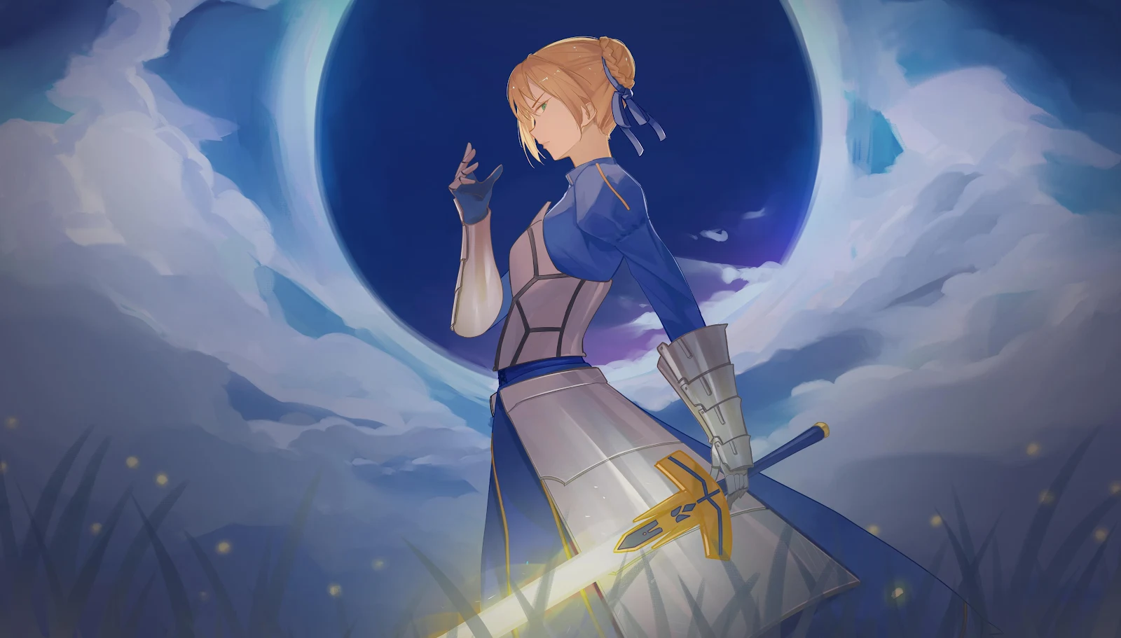 Artoria Pendragon From Fate Stay Night - Anime Digital Art 4K Wallpaper (4466x2542)