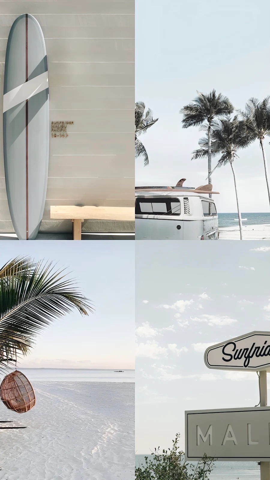 Minimalist Coastal Surf Collage - Minimalist Photography Full HD iPhone Wallpaper (1286x2286)