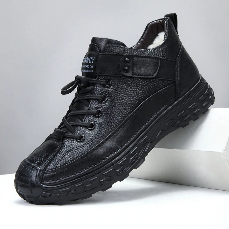 Men's leather winter boots, lined, waterproof