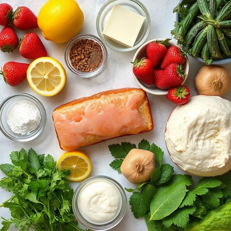 Ingredients for Moist Strawberry Lemonade Bread with Tangy Lemon Glaze - Homemade Sweet Breakfast