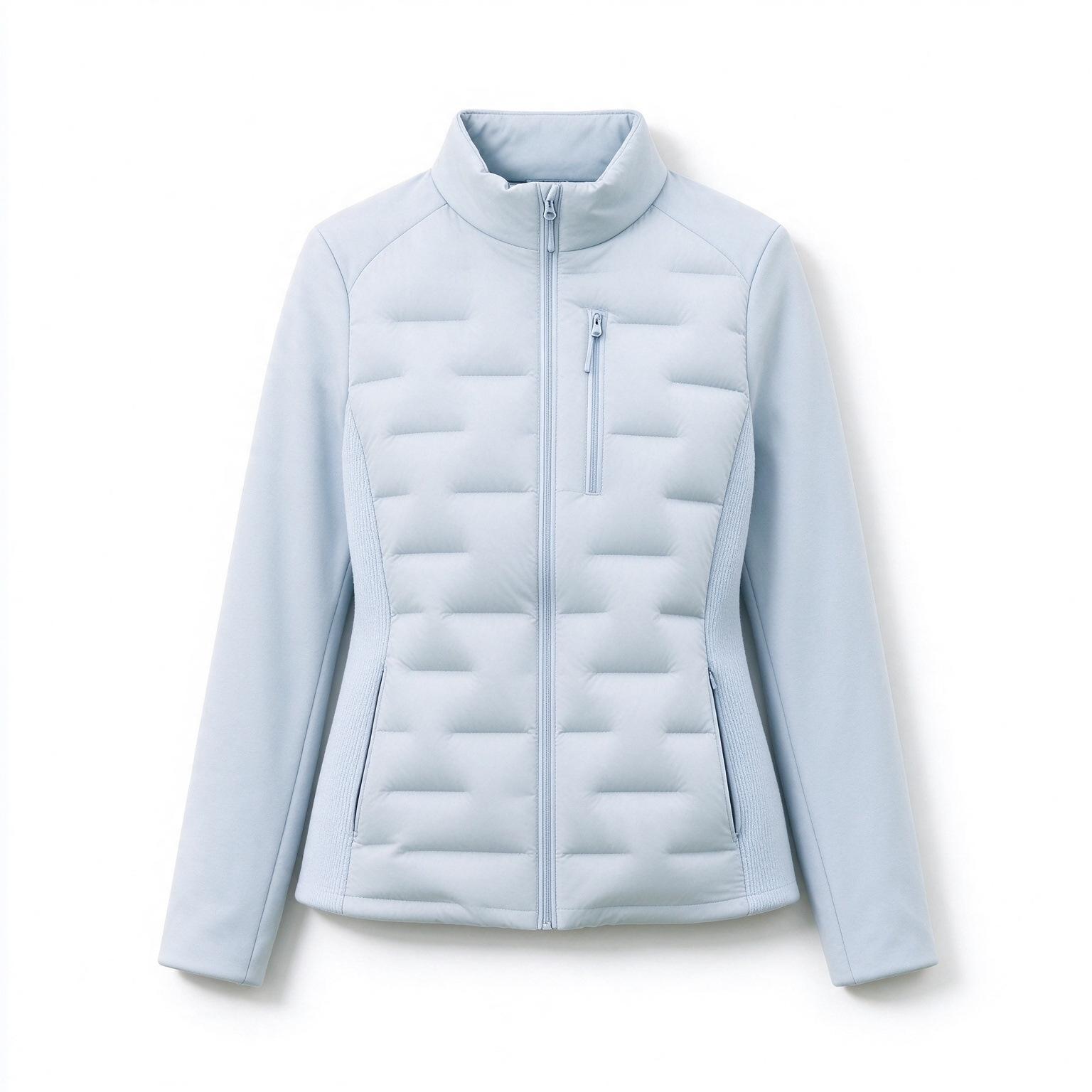 Slim women's down jacket, white duck down, lightweight and warm