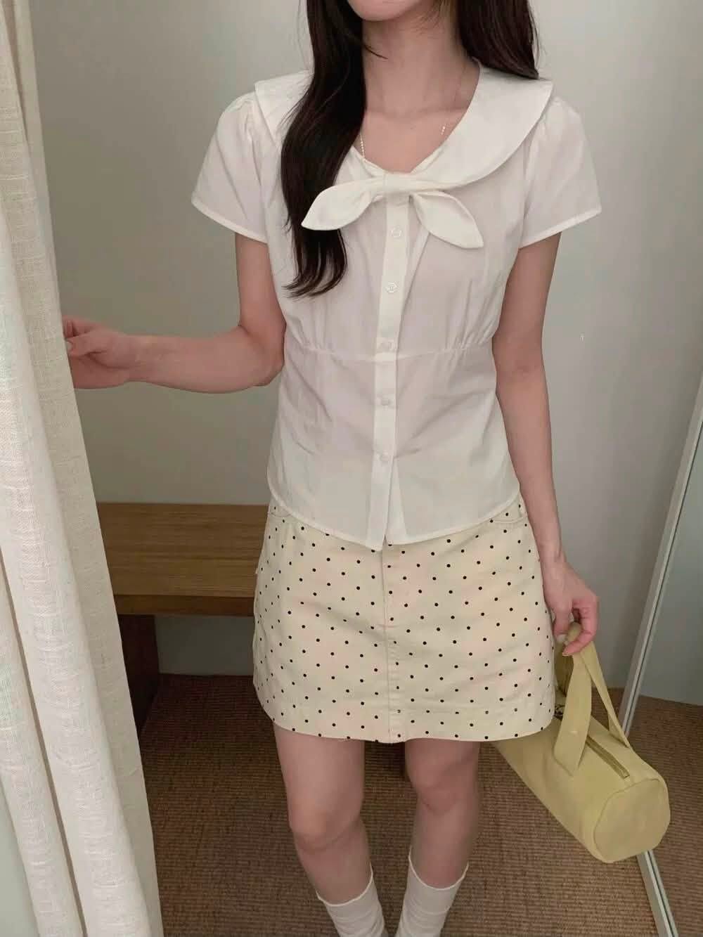 Áo kiểu Seeu cổ sen nơ XONXEN SHOP 80306 – Image 3