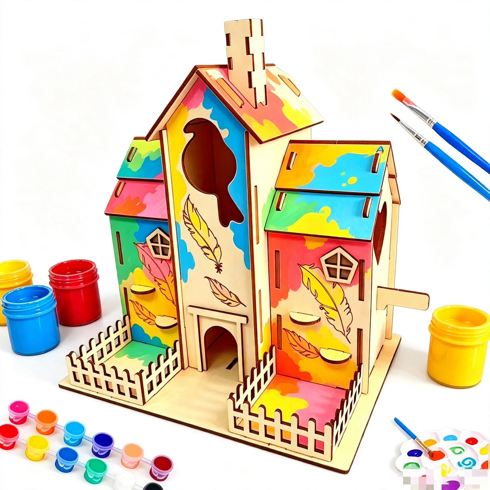 DIY Wooden Birdhouse for Painting and Designing