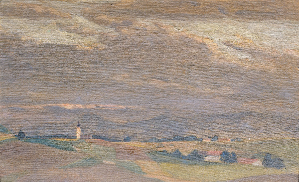 Abendlandschaft Mit Kirchturm