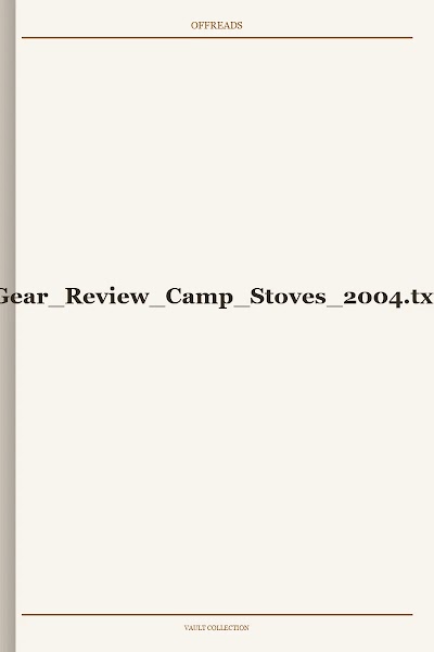 Gear Review Camp Stoves 2004