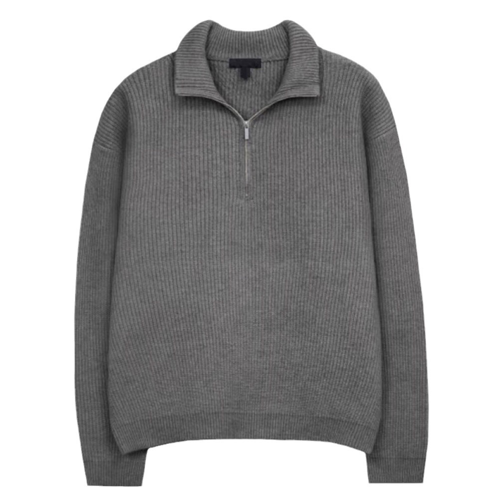 Men's knitted sweater with stand-up collar and zipper