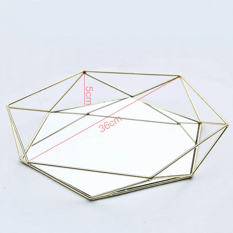 Geometrisches Metall-Spiegeltablett, europäisch