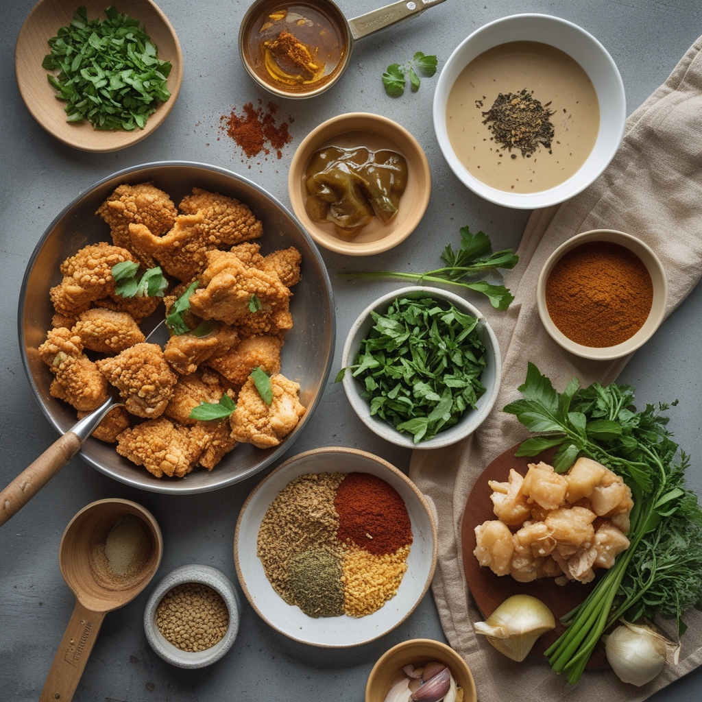 Ingredients for Crispy Bang Bang Chicken Recipe with Spicy Creamy Sauce - Easy Weeknight Dinner