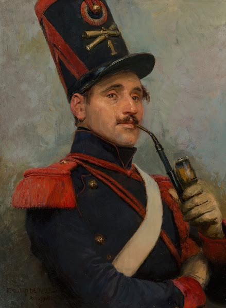 Self portrait wearing French horse artillery enlisted mens uniform