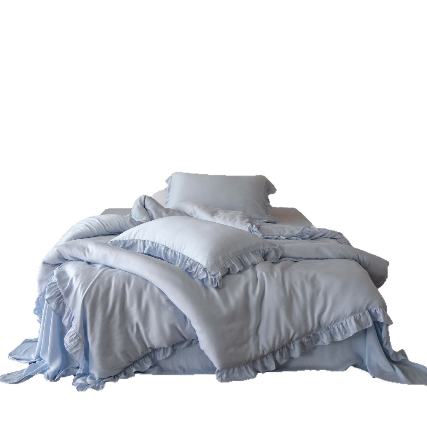 Tencel bedding set, 4-piece, with ruffles