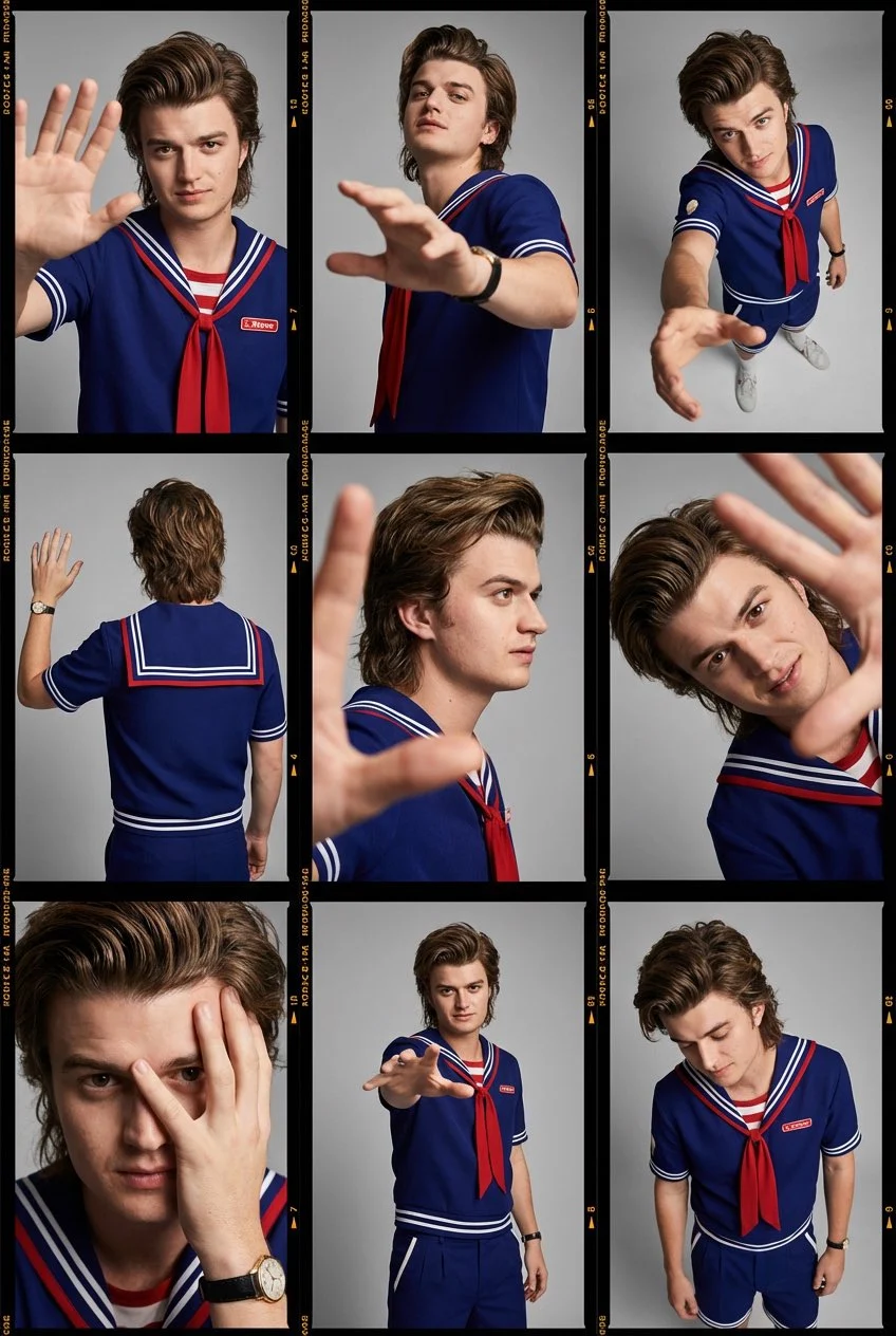 Editorial de Moda Steve Harrington Hoja de Contactos