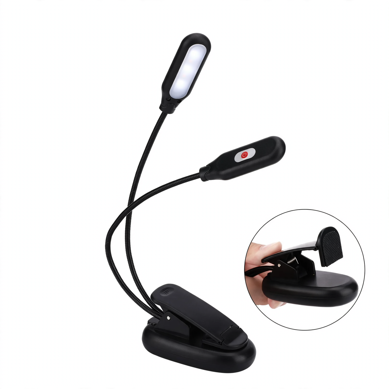 Double-arm LED clip lamp with 3 color temperatures