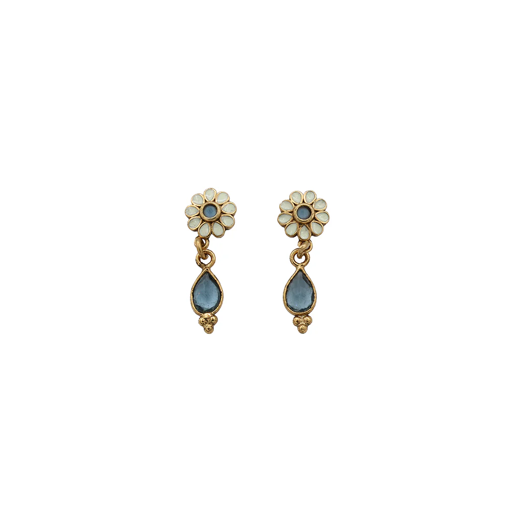 Пусеты Цветок с подвеской