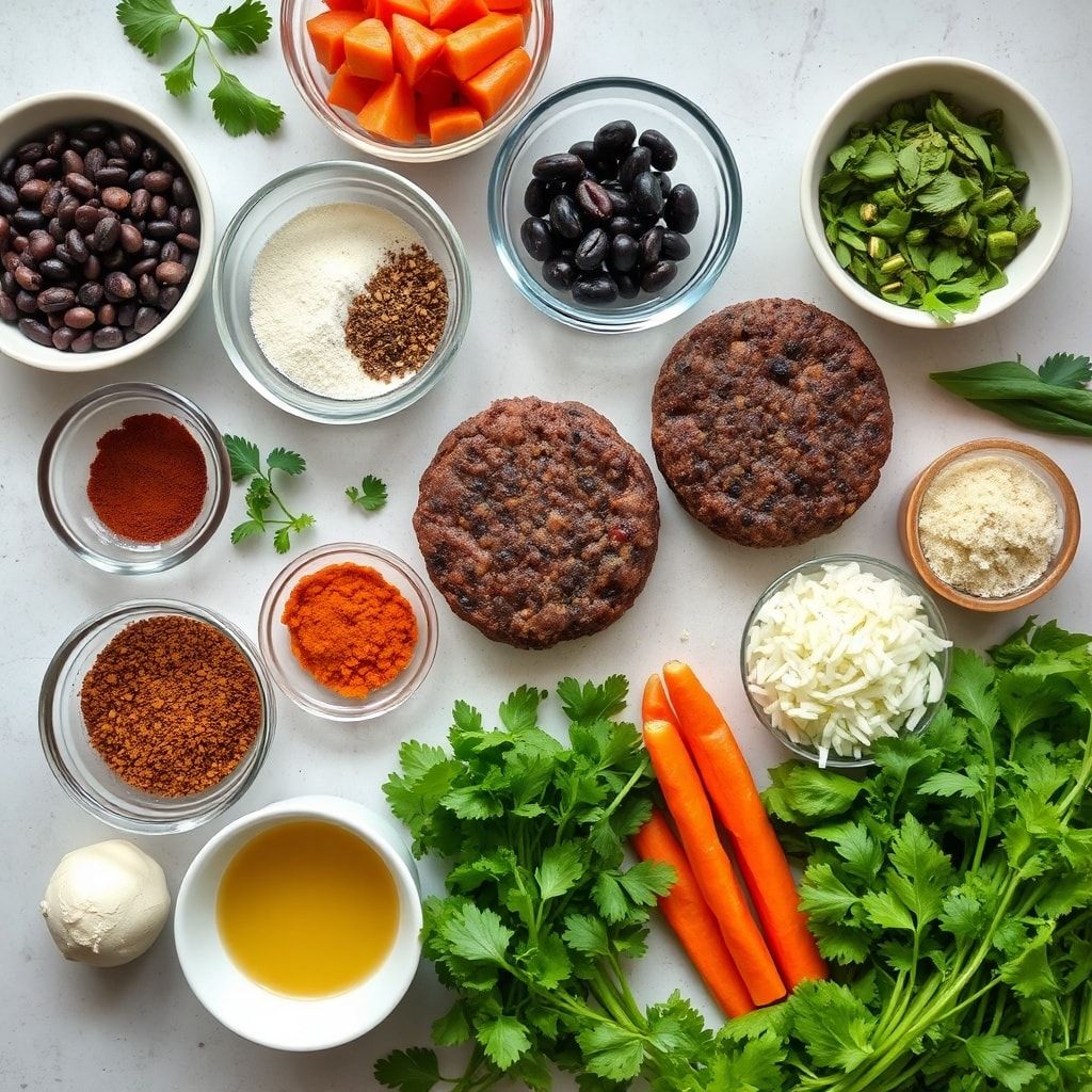 Ingredients for Easy Homemade Black Bean Burgers Ready in 25 Minutes