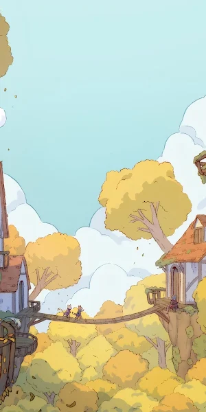 Forest Village Card Game In Autumn 4K Wallpaper Background