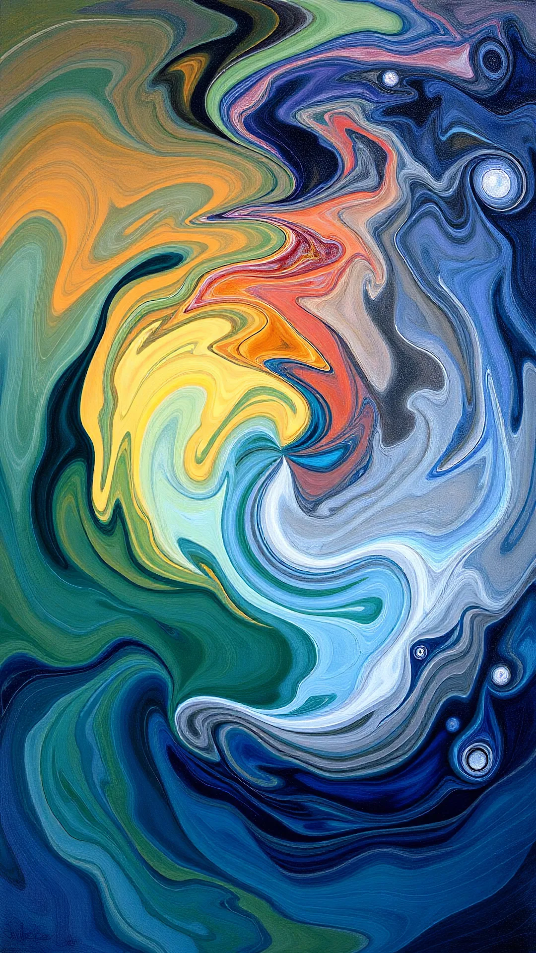 Vibrant Abstract Swirl of Ocean and Fire Colors - Free 4K mobile Wallpaper