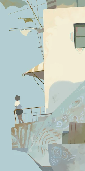 Illustration, Coastal, Balcony, Architecture 4K Wallpaper Background