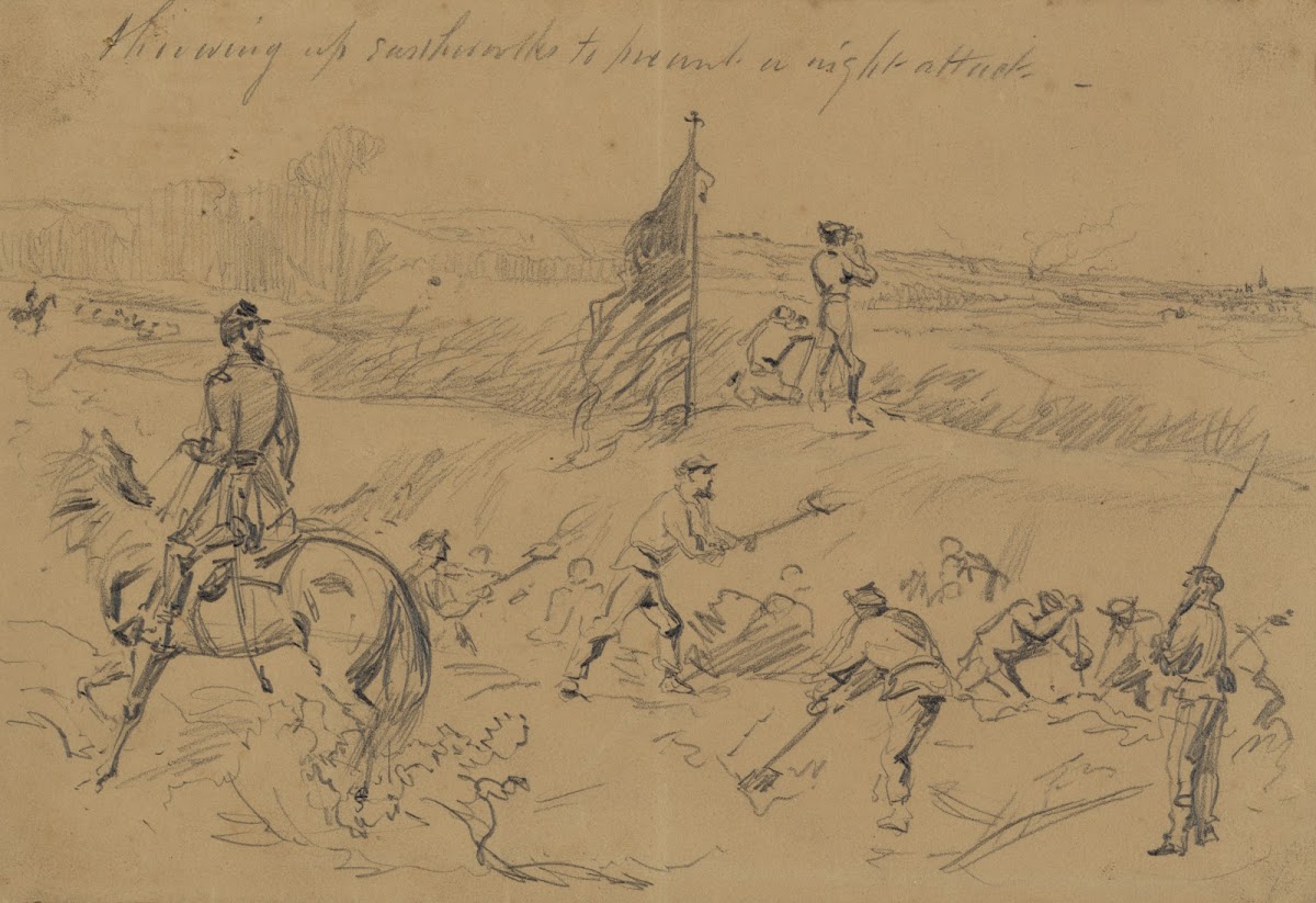 Throwing up earthworks to prevent a night attack 1860 1865