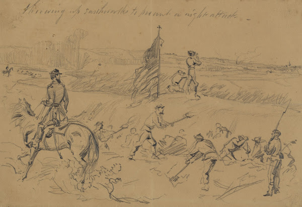 Throwing up earthworks to prevent a night attack 1860 1865