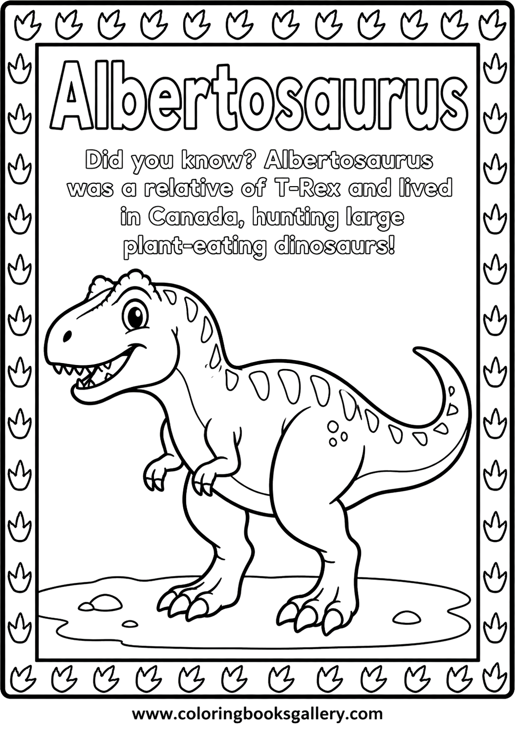 Easy Printable Albertosaurus Coloring Sheet – Fun for Kids and Adults – free coloring page for kids