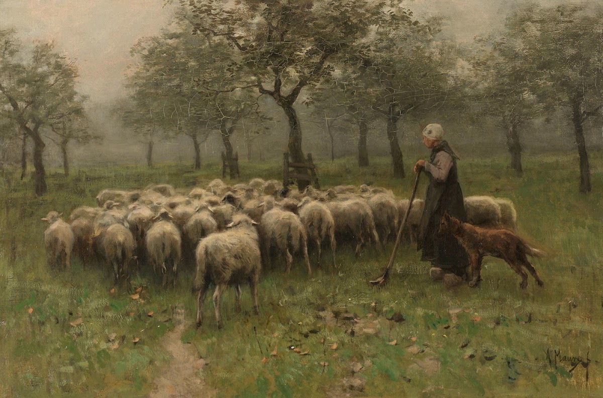 Shepherdess with a Flock of Sheep c 1870   c 1888