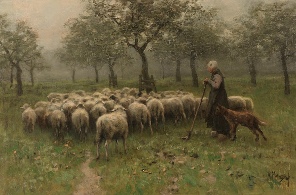 Shepherdess with a Flock of Sheep c 1870   c 1888