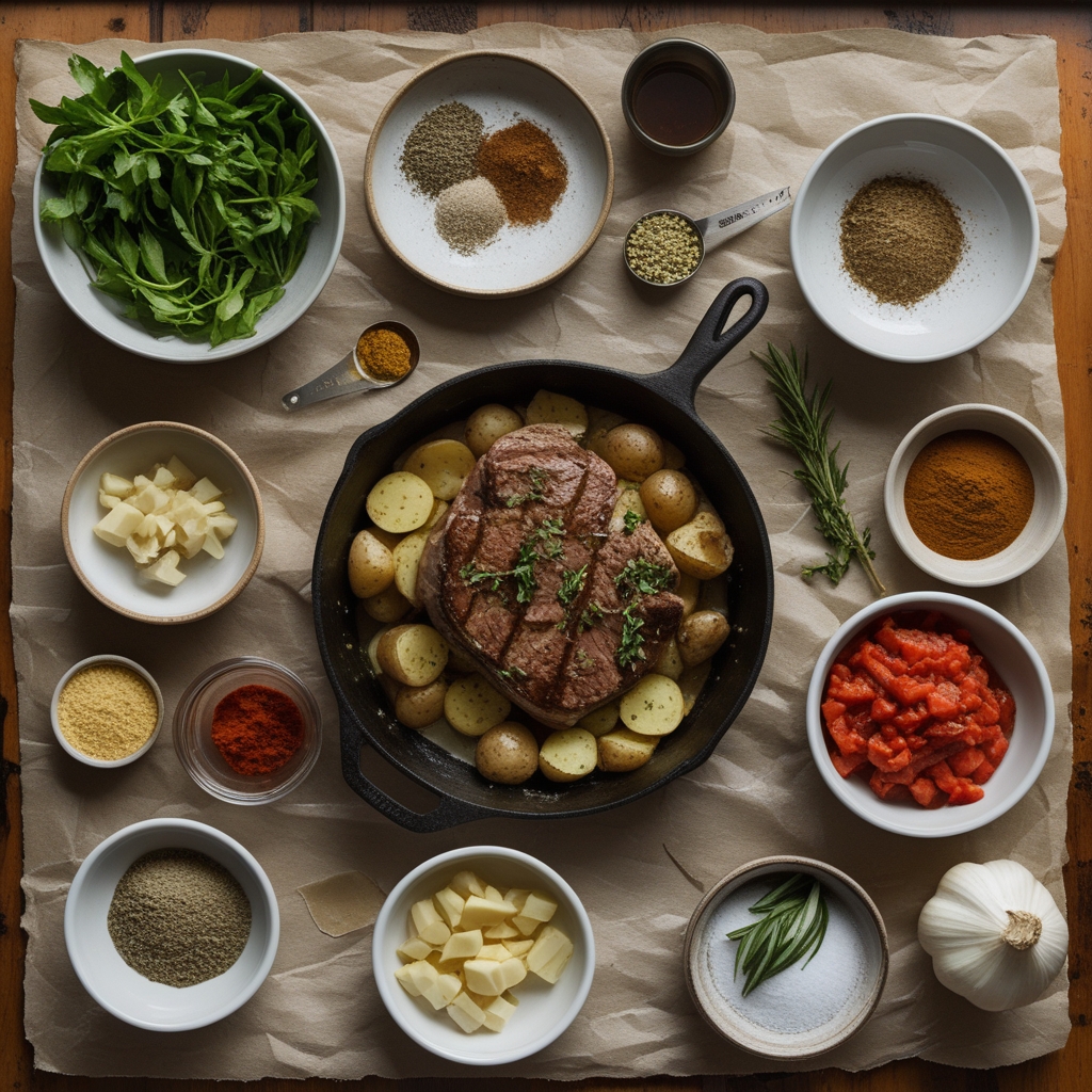 Ingredients for Garlic Butter Steak and Potatoes Skillet – Best Steak Recipe for Easy Weeknight Dinner