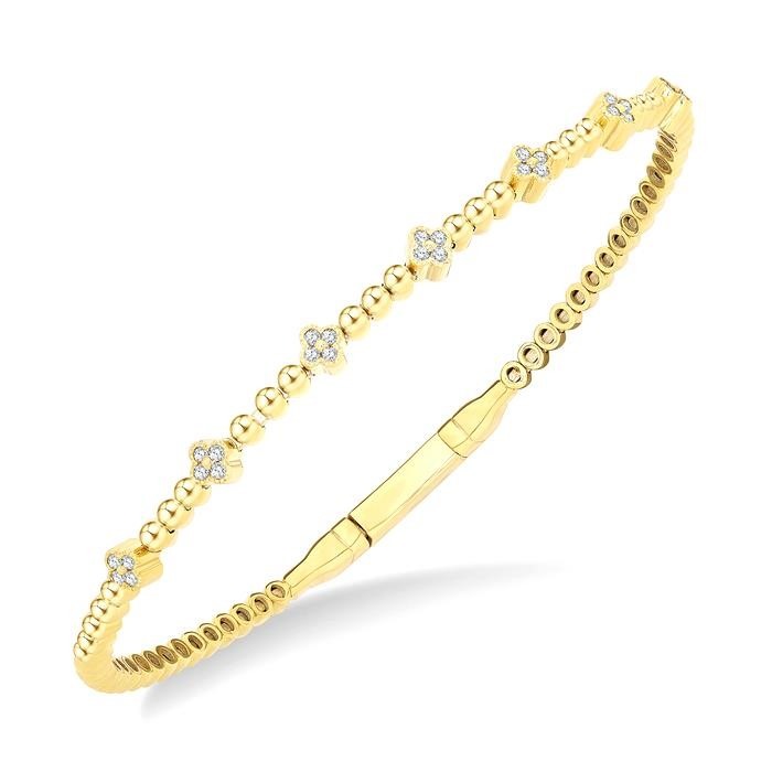 Bead Clover Diamond Fashion Flex Bangle