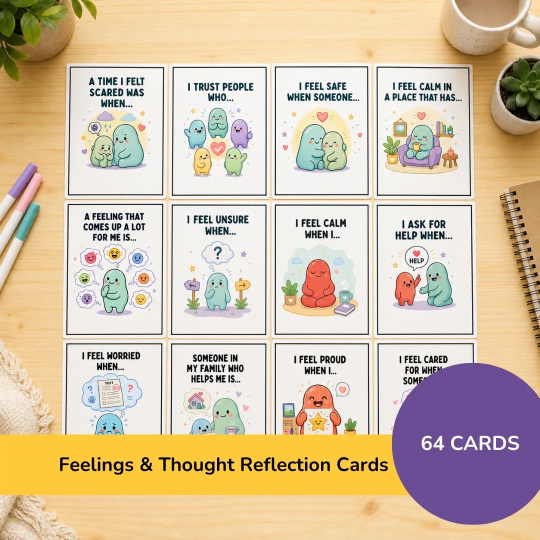 Feelings & Thought Reflection Card Set for Kids | Social Emotional Learning Bundle