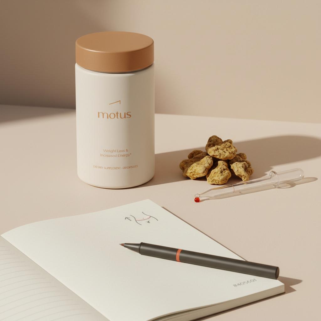 Tonum Motus container on a pale beige tabletop with dried berberine root, lab pipette and notebook — How many mg of berberine to replace metformin?