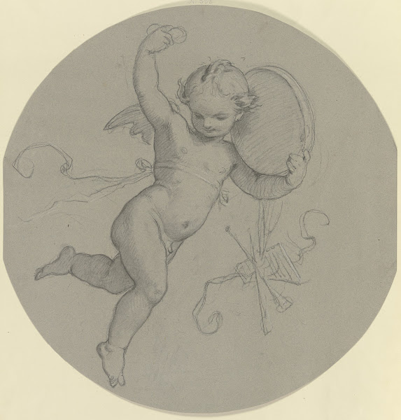 Schwebender Putto mit Tamburin ca 1847