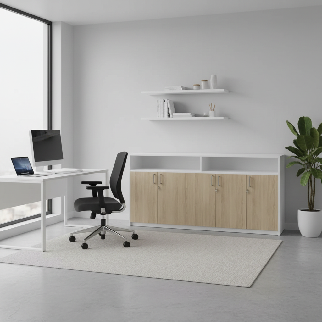 RADAR Color Five Door Cabinet With Recessed Open Top Shelf