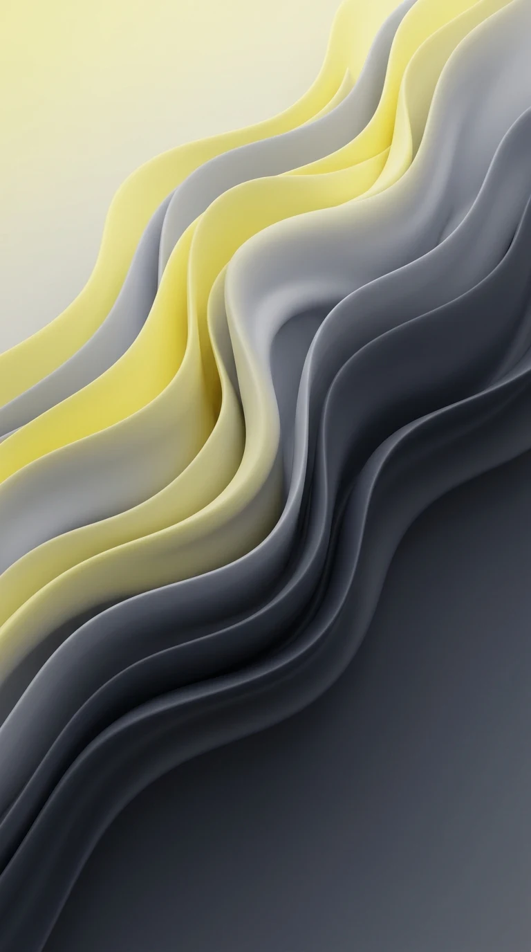 Contemporary Abstract Waves in Yellow and Gray Gradients - Free 8K and 4K mobile Wallpaper Background