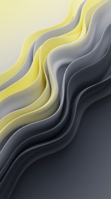 Contemporary Abstract Waves in Yellow and Gray Gradients - Free mobile Wallpaper