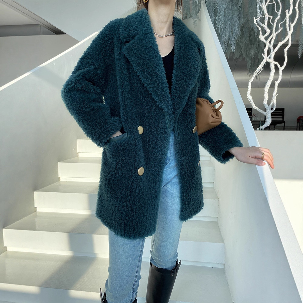 Mid-length lambskin coat, various colors