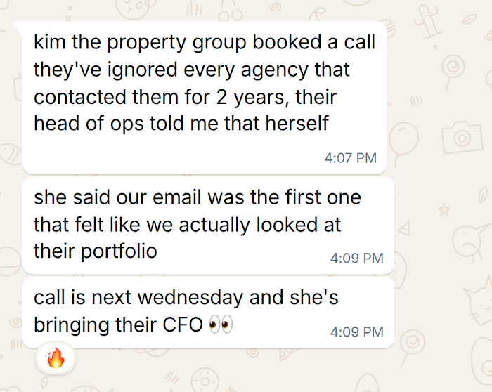 Client message on WhatsApp