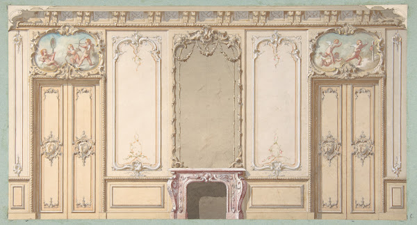 Elevation of a salon decorated in Louis XV style 19th Century
