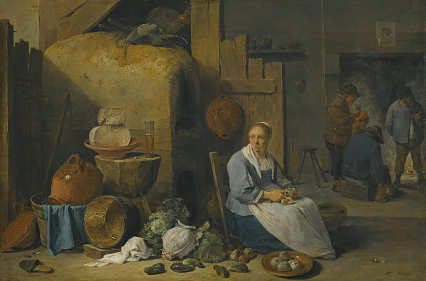 A Barn Interior With A Maid Preparing Vegetables 1643