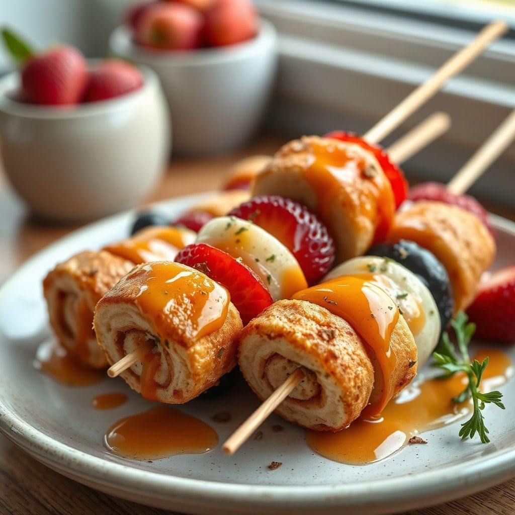 Easy Cinnamon Roll Breakfast Skewers With Fresh Fruit – 30-Minute Family Favorite finished