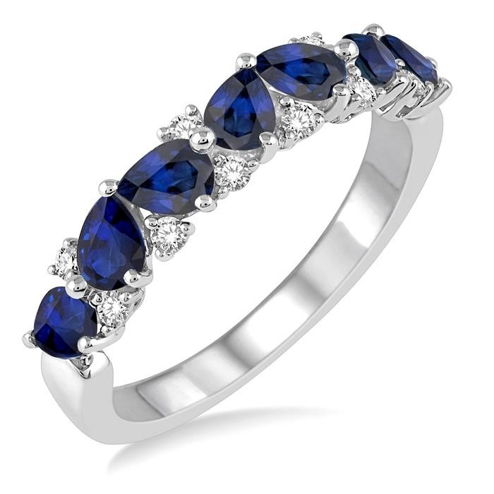 Pear Shape Gemstone & Diamond Wedding Band 46568DHFGSPWG