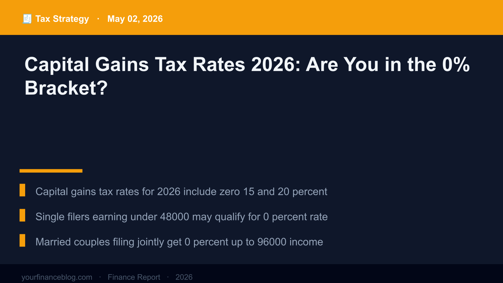Capital Gains Tax Rates 2026: Are You in the 0% Bracket? (Real Numbers) Key Summary