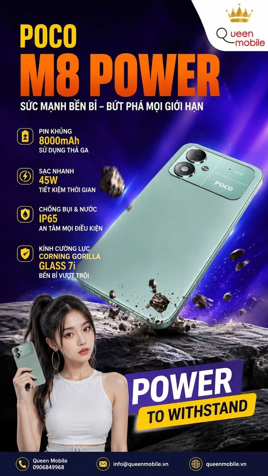 POCO M8 Power lộ cấu hình pin 8.000 mAh trước ngày ra mắt #POCO #POCOM8Power #Xiaomi #Snapdragon4Gen4 #Android16 #AMOLED #HyperOS #ĐiệnThoại #CôngNghệ #Smartphone