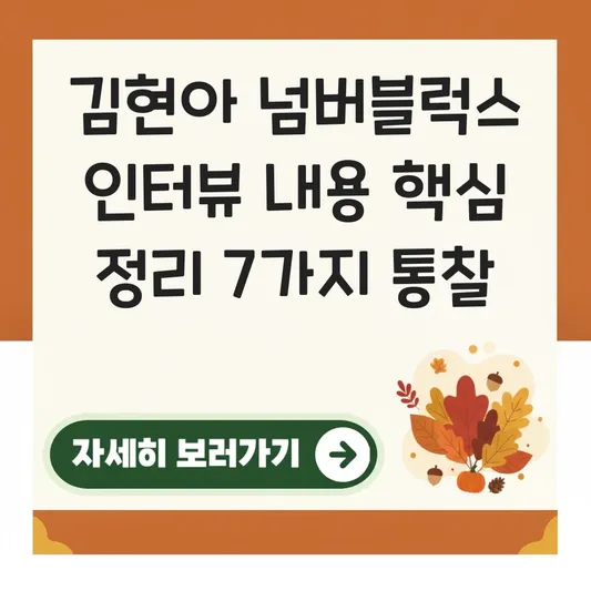김현아 넘버블럭스 관련 인터뷰 내용 정리