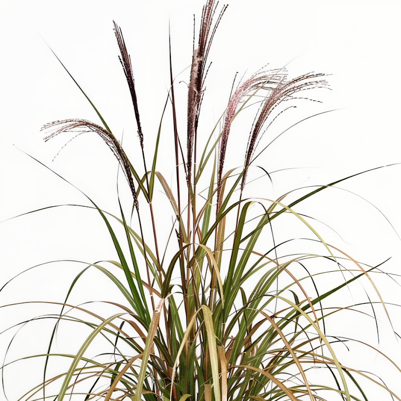 Miscanthus sinensis 'Brazil', graminacea ornamentale in fioritura autunnale.