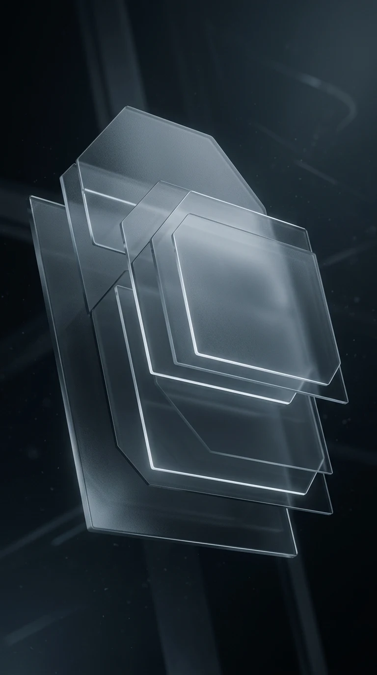 Dark Glassmorphism Stacked Panels UI Background - Free 4K mobile Wallpaper