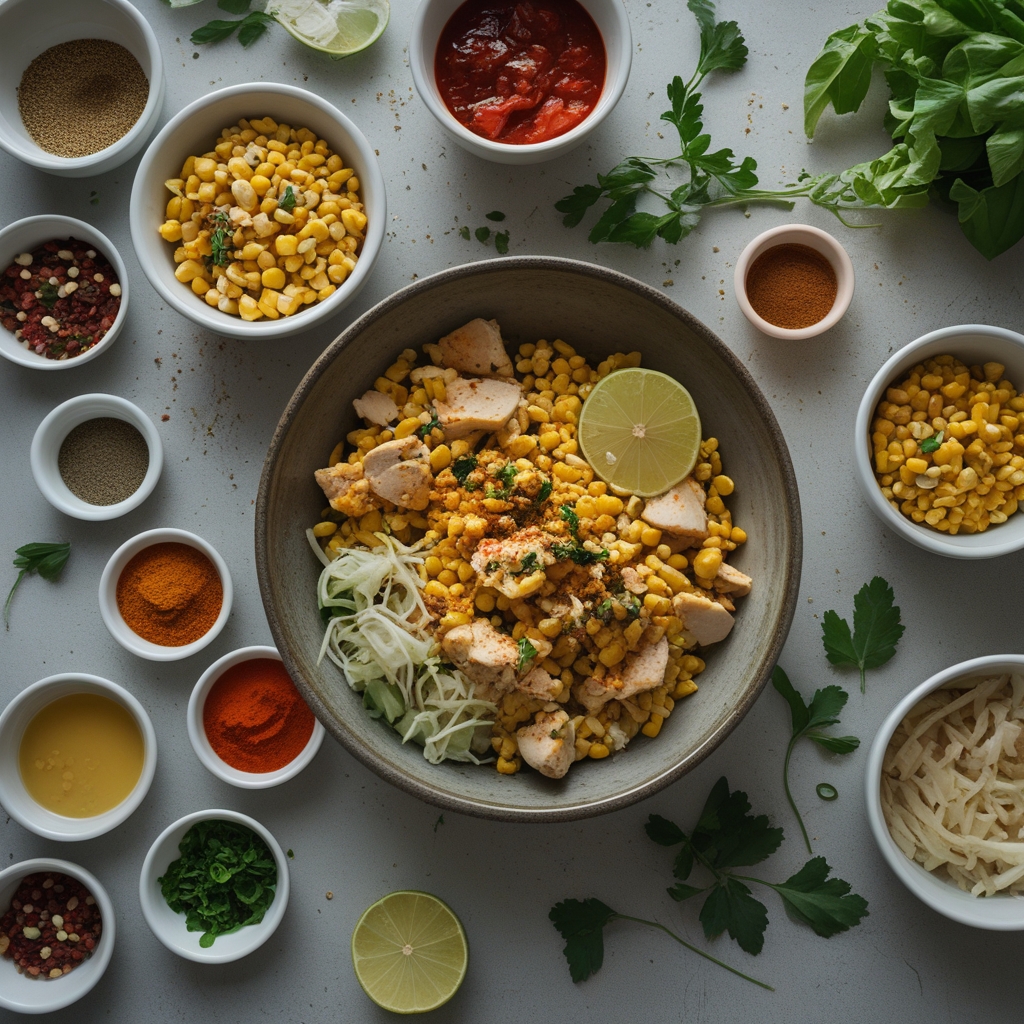Ingredients for Quick & Delicious Street Corn Chicken Bowls for Weeknight Dinners - Easy & Flavorful Meal